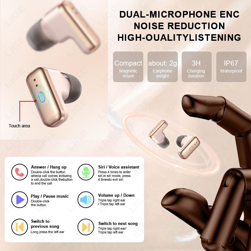 LIGE 2 In 1 TWS Headset Smart  - Smartwatch Headset ulasan dan harga
