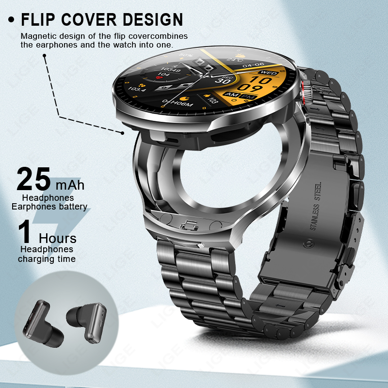 LIGE TWS 2 In 1 Headset Smart  - Smartwatch Headset ulasan dan harga