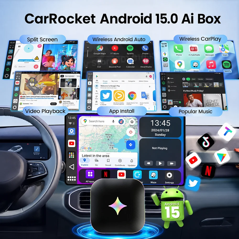 2026Android15 CarPlay Ai Box C - Smartwatch Universal ulasan dan harga